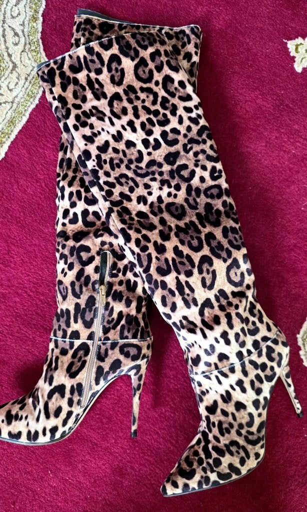 Guess hoge laarzen met luipaardpatroon, Hoge laarzen, Guess, Bruin, Verzenden