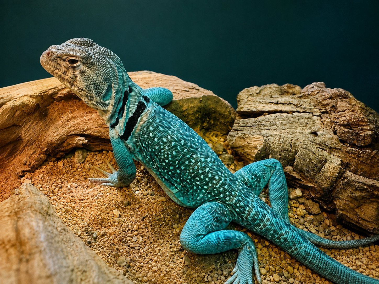 Crotaphytus collaris “Blue Flame”– Zeldzaam - met terrarium, Dieren en Toebehoren, Reptielen en Amfibieën, Hagedis, 0 tot 2 jaar