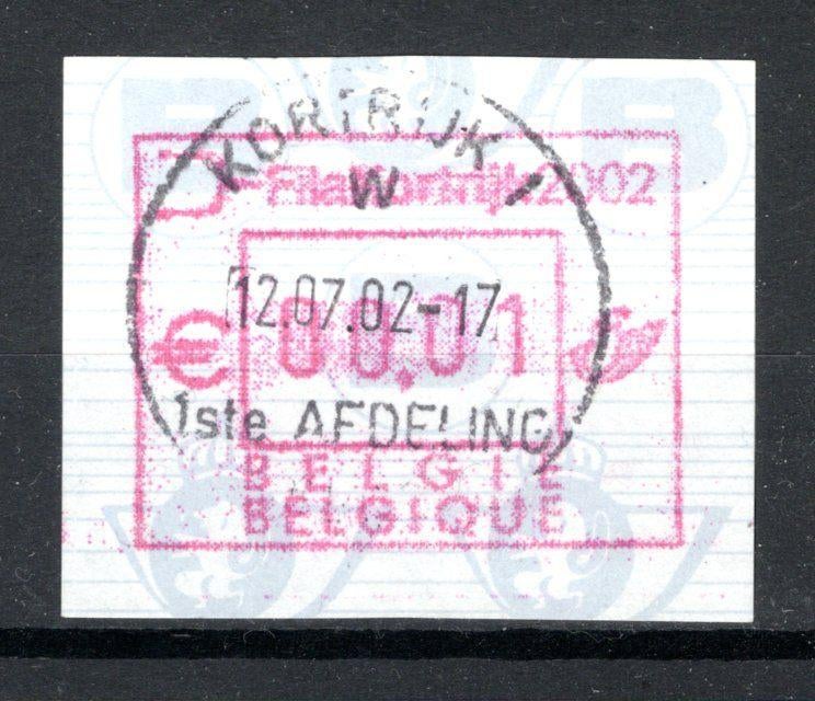 ATM 108A FDC 2002 - Fila Kortrijk, Postzegels en Munten, Ophalen of Verzenden, Gestempeld, 1e dag stempel, Postfris
