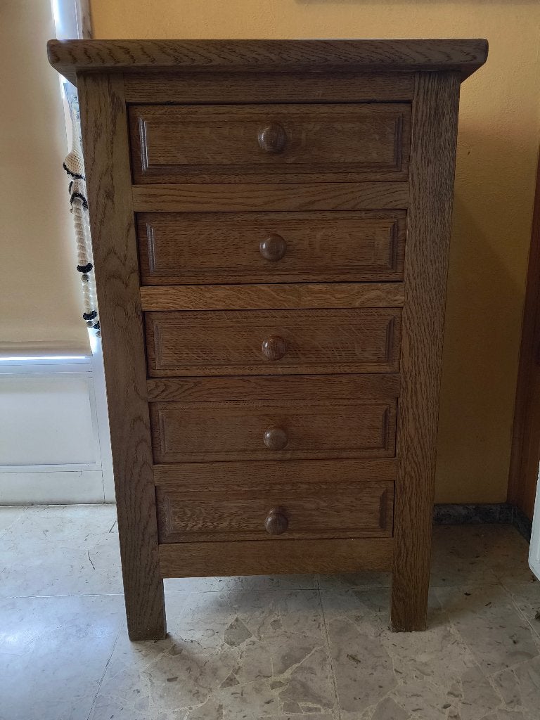 Commode à 5 tiroirs en bois massif, Maison & Meubles, 25 à 50 cm, 5 tiroirs ou plus, Enlèvement, Utilisé