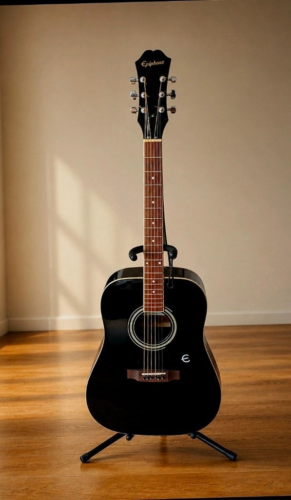 Zwarte Epiphone Western zgan, Ophalen of Verzenden, Zo goed als nieuw, Western- of Steelstringgitaar