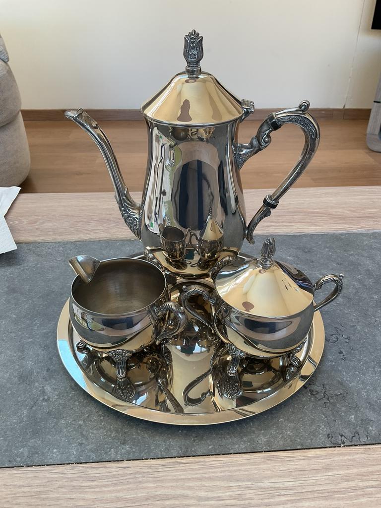 Verzilverd koffieservies  - erfstuk, Antiek en Kunst, Ophalen