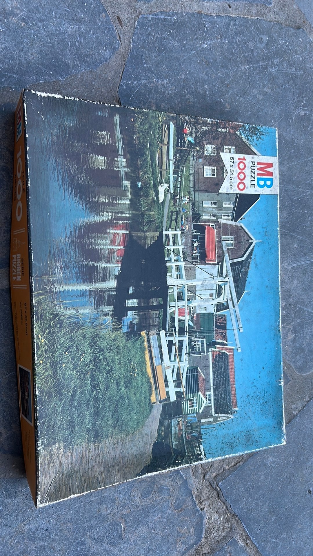 Vintage puzzel Hollands kanaal MB, Ophalen, 500 t/m 1500 stukjes, Gebruikt, Legpuzzel