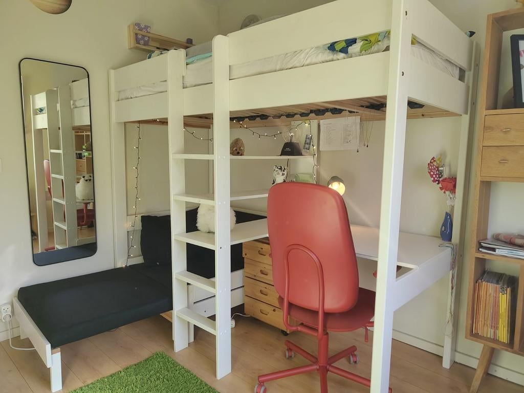 Hoogslaper + bureau +zeteltje (uit te trekken tot logeerbed), Ophalen, Hoogslaper