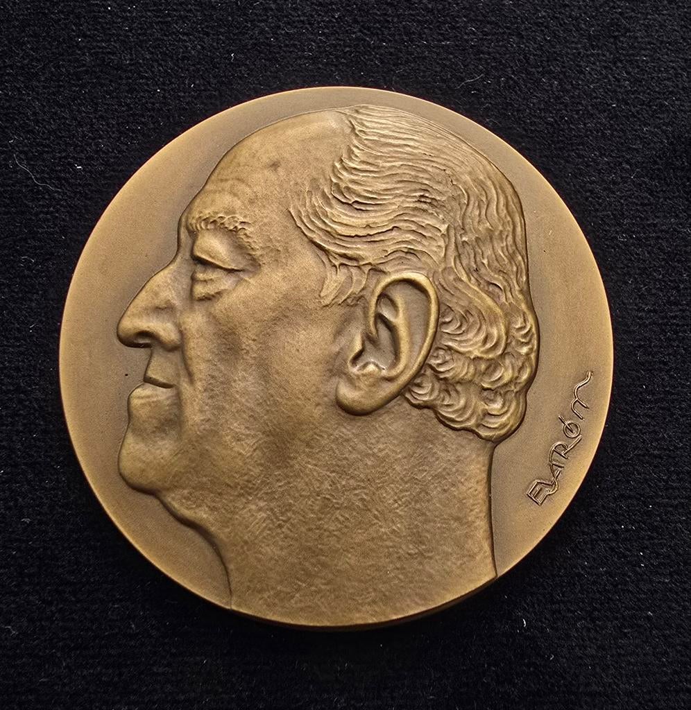 Belgische medaille van Elstrom 1971 Nellens Fisch zeldzaam b, Postzegels en Munten, Ophalen of Verzenden, Brons