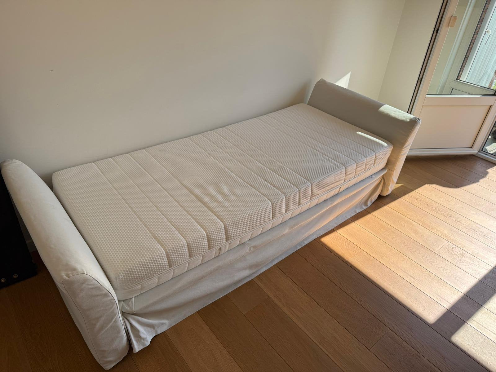 Cadre Lit Banquette 1 Personne Blanc Déhoussable / Bedbank, Maison & Meubles, Enlèvement, Comme neuf, Blanc