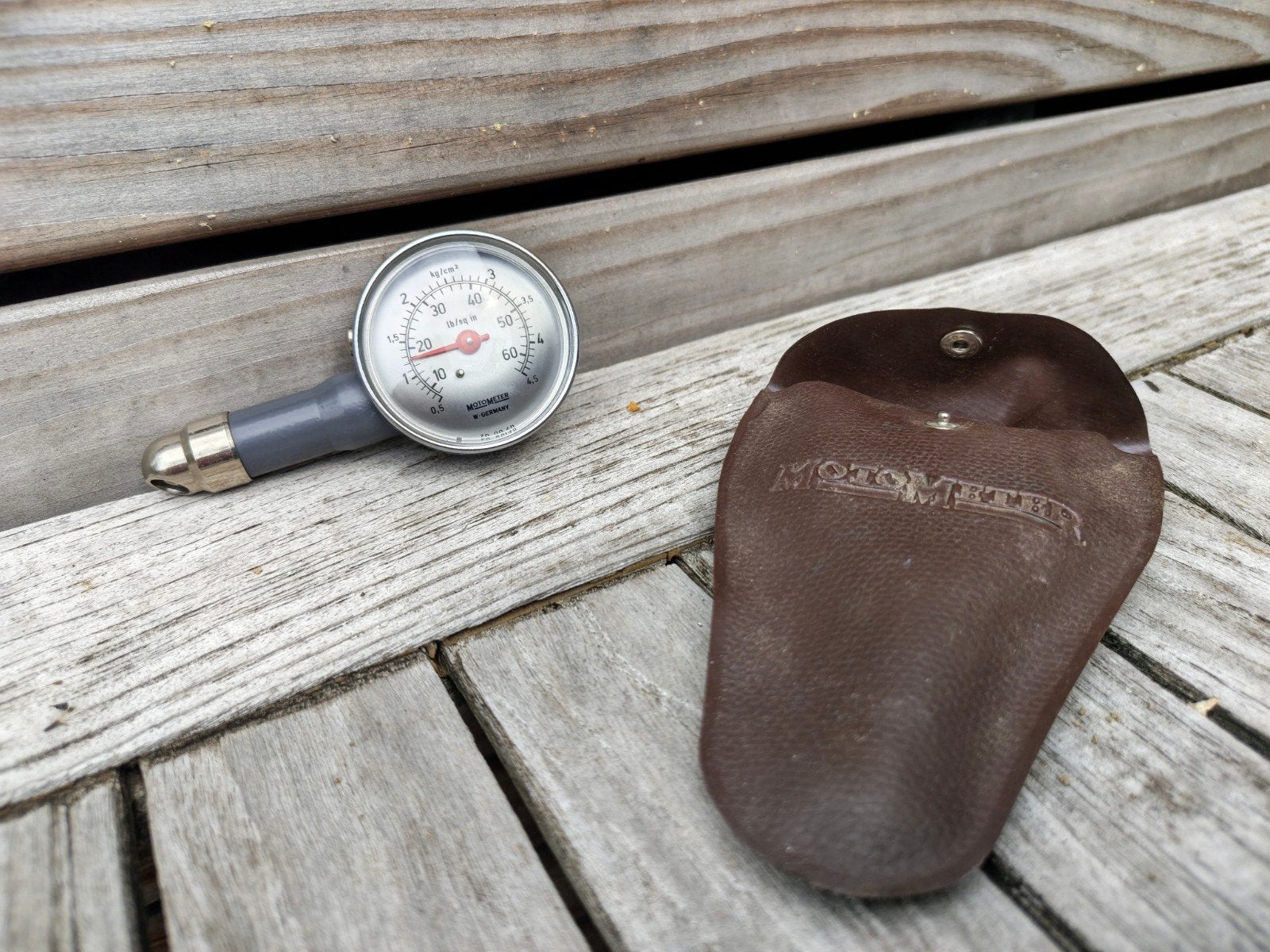 vintage MotoMeter bandenspanningsmeter (gemaakt in West-Duit, Ophalen of Verzenden
