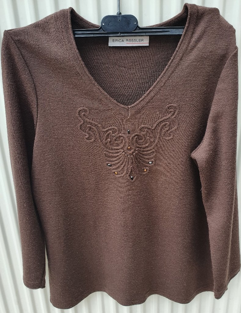 Bruine blouse maat 38 van Erica Rossler, Kleding | Dames, Maat 38/40 (M), Bruin, Erica Rossler, Ophalen of Verzenden