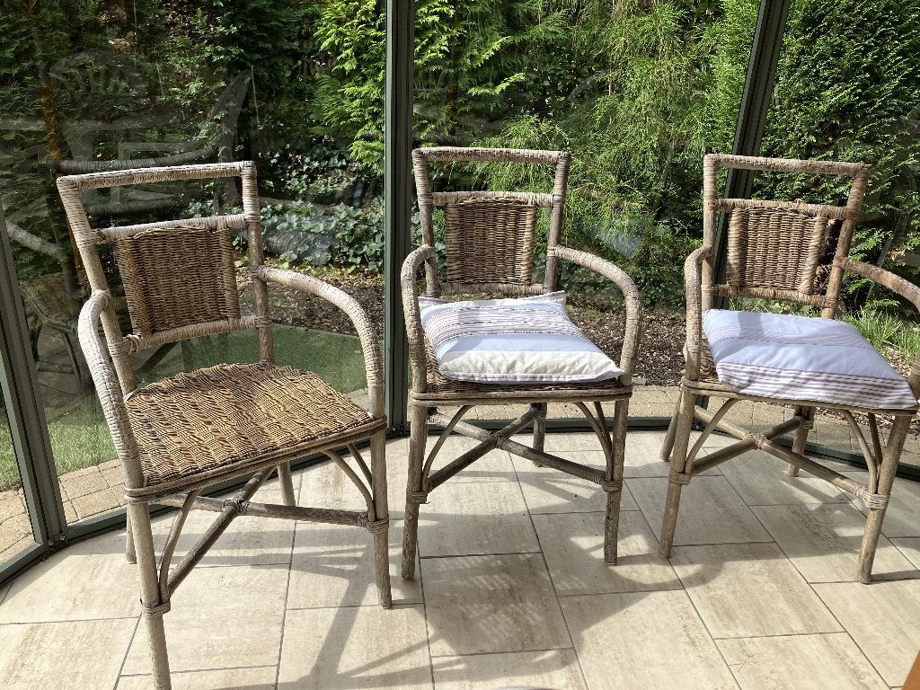 Rieten stoelen, Trois, Osier ou Rotin, Enlèvement, Utilisé