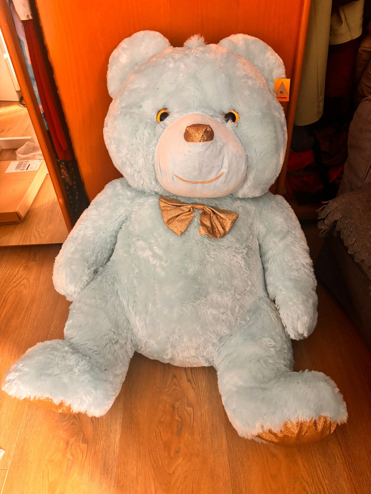 Grote Blauwe Knuffel beer met strik enkel ophaling, Ophalen, Overige karakters, Beer, Blauw