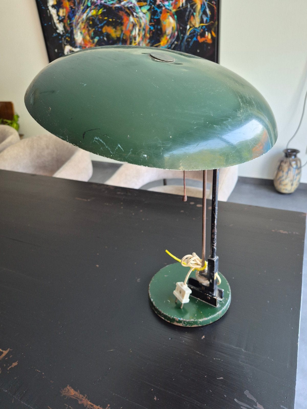 vintage groene  bureaulamp tafellamp Nedalo jaren 50, Ophalen of Verzenden