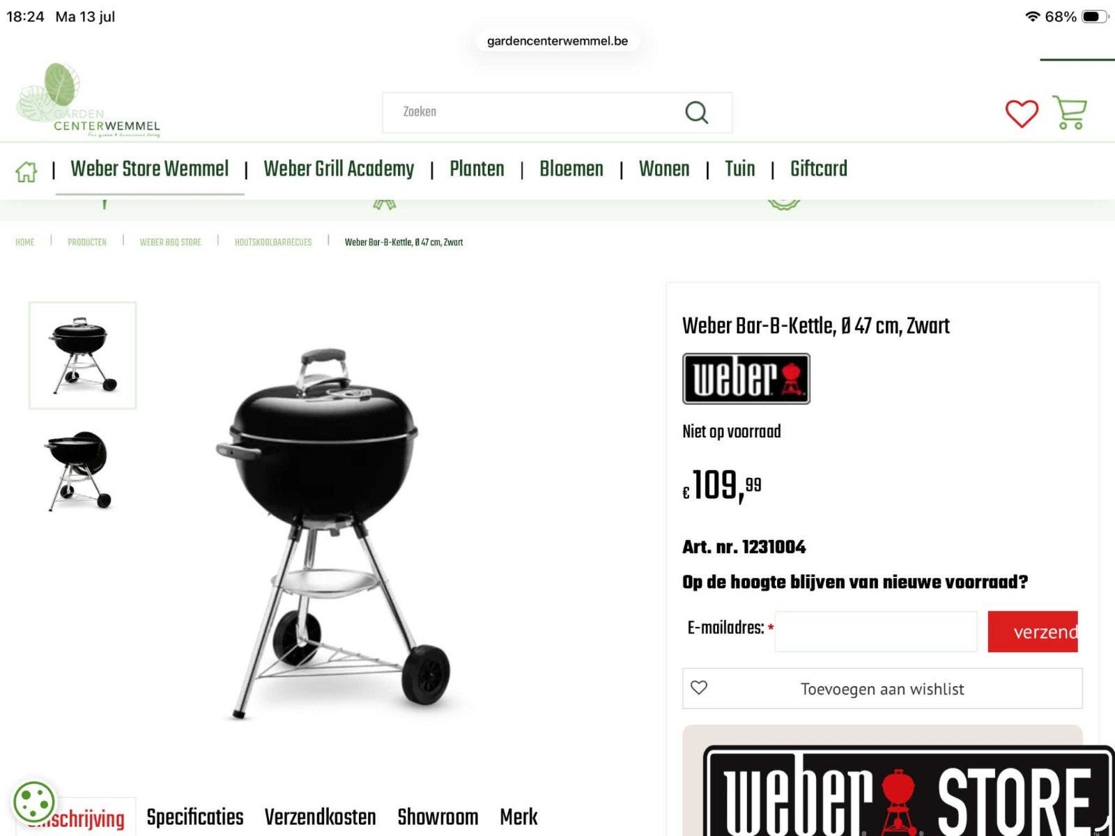Weber bbq, Tuin en Terras, Ophalen