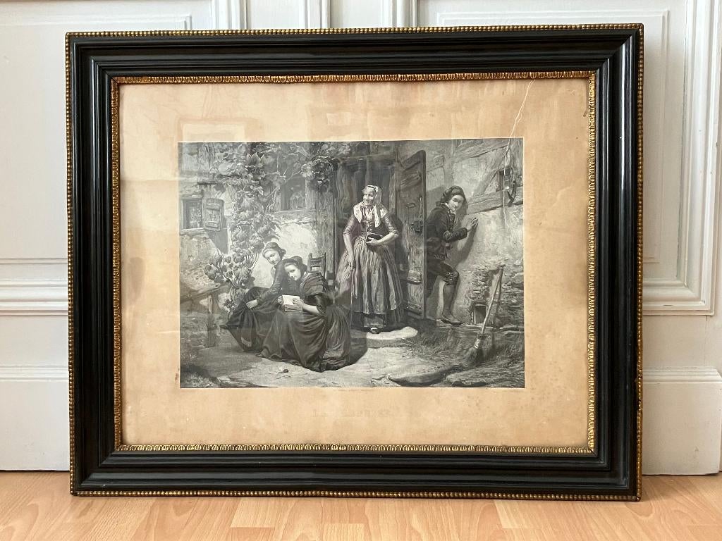 Grand cadre Napoléon III gravure ancienne, 89 cm, 1800 - 1899, Gravure, Enlèvement
