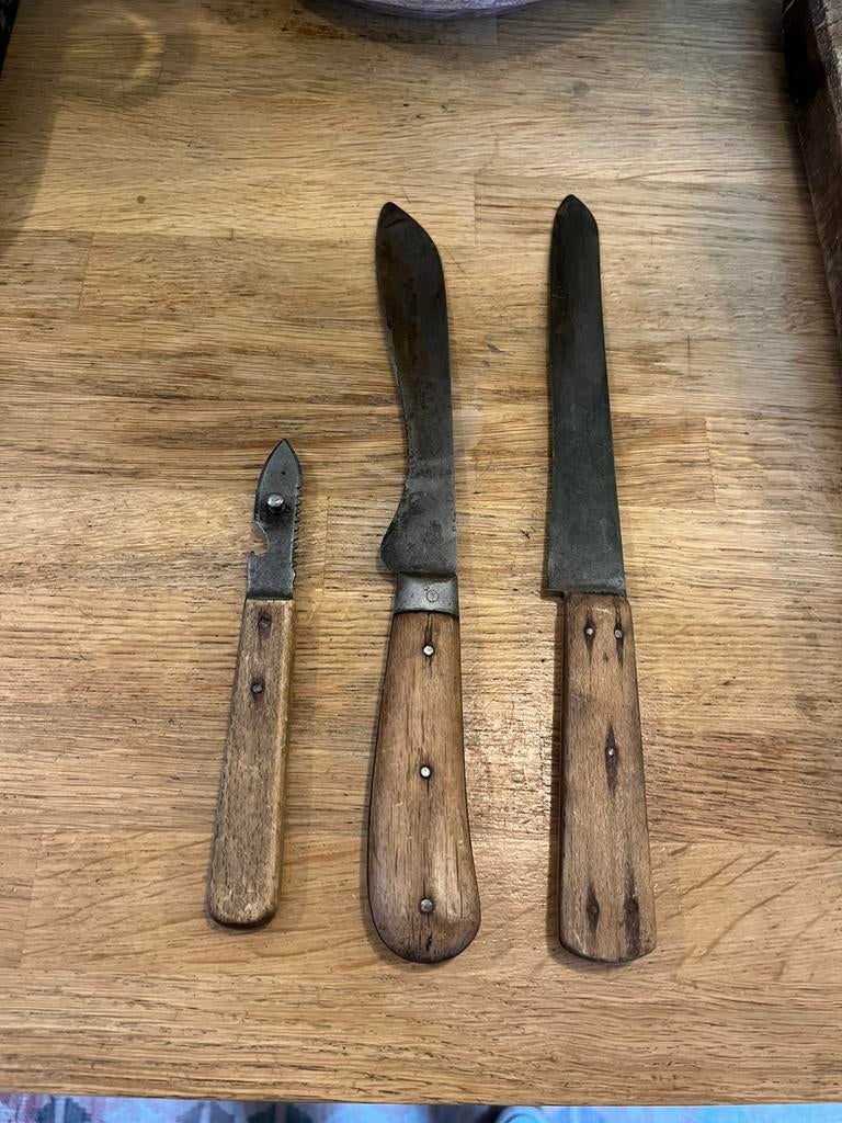ANTIEKE MESSEN HOUTEN HEFT 3 STUKS, Antiek en Kunst, Ophalen of Verzenden