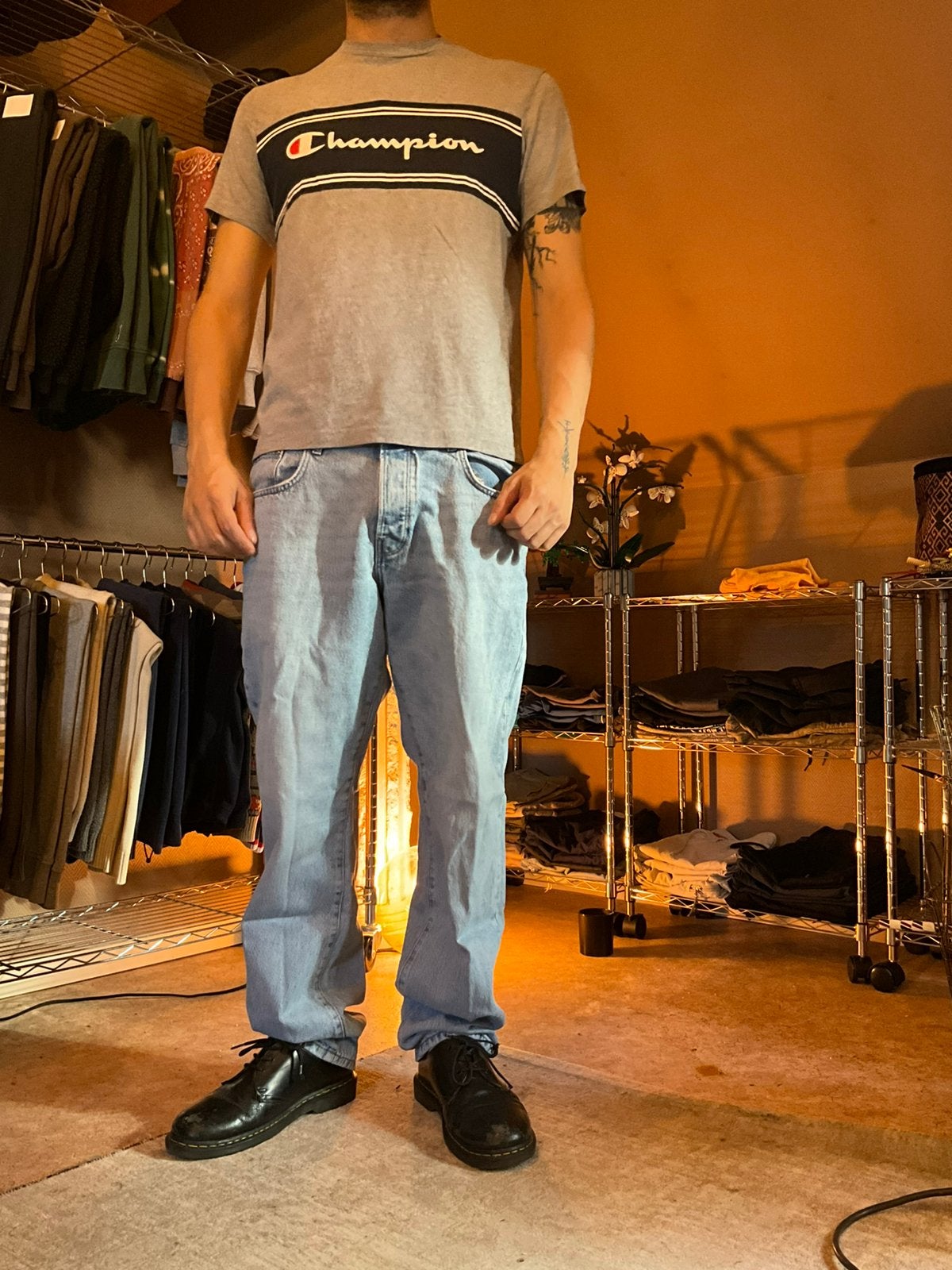 Champion t-shirt, Kleding | Heren, T-shirts, Ophalen of Verzenden, Zo goed als nieuw, Maat 52/54 (L), Grijs