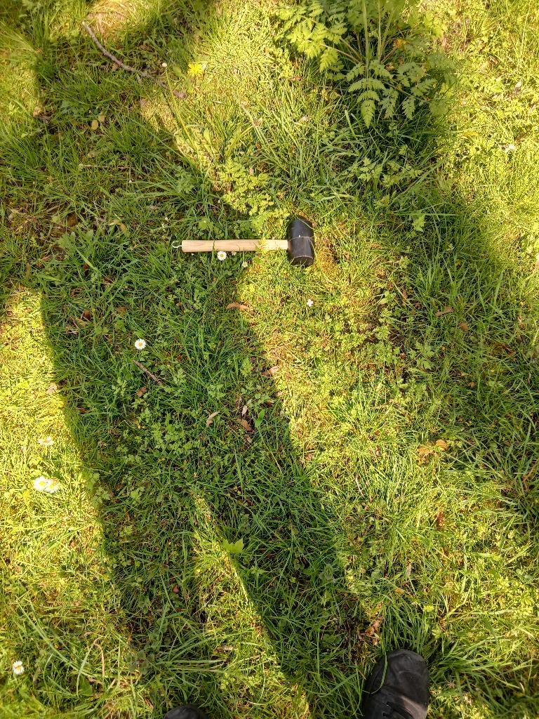 Kampeerhamer met haringtrekker; 50% rubber, 50% hout, Caravans en Kamperen, Ophalen of Verzenden, Zo goed als nieuw