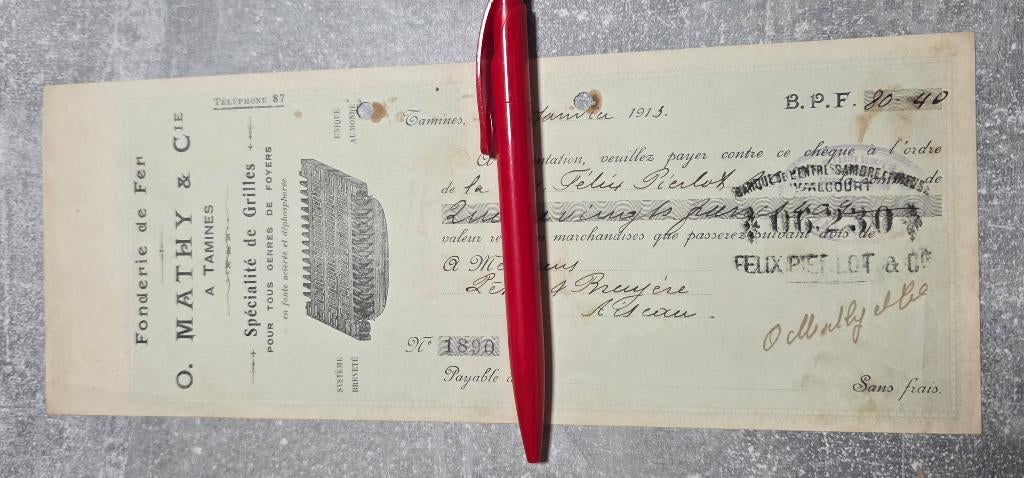 1913+Sambreville+Tamines+fonderie de fer, Enlèvement, Utilisé, Autres types