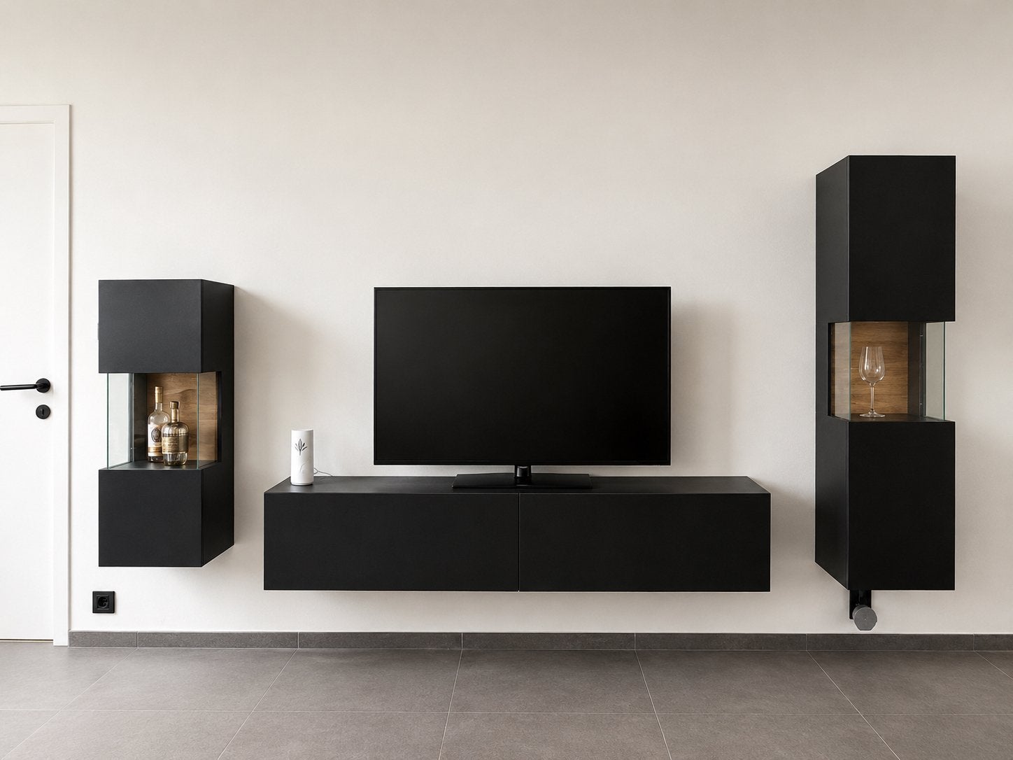 Moderne zwevende wandkast / tv-meubel set, Huis en Inrichting, Kasten |Televisiemeubels, Zo goed als nieuw, Ophalen