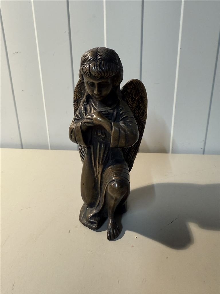 Bronzen Biddende Engel Beeld - Antiek, Ophalen of Verzenden, Zo goed als nieuw