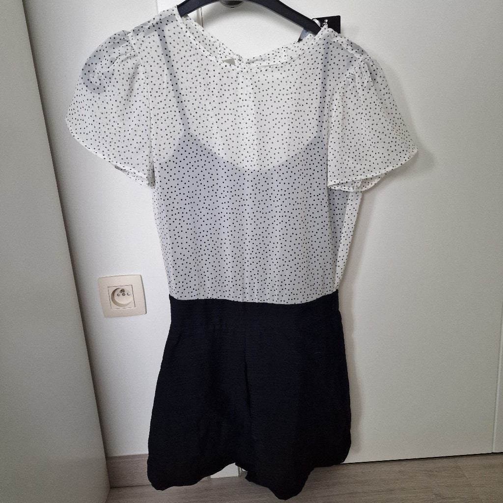 Mango playsuit S stippen, Mango, Zwart, Nieuw, Ophalen of Verzenden
