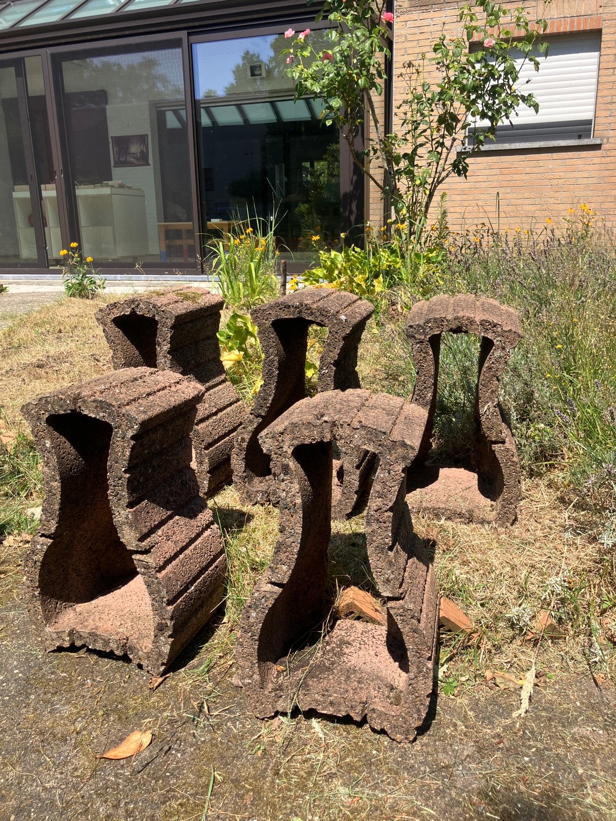 Set van 5 Maxiflor stapelbare betonnen bloembakken, Moins de 30 cm, Enlèvement, Balcon, Autres formes