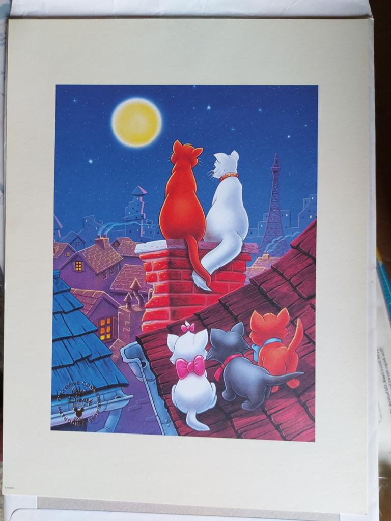 Lithographie Disney 2 pièces 2000 Pinokio et Aristochats, Enlèvement ou Envoi, Comme neuf, Image ou Affiche