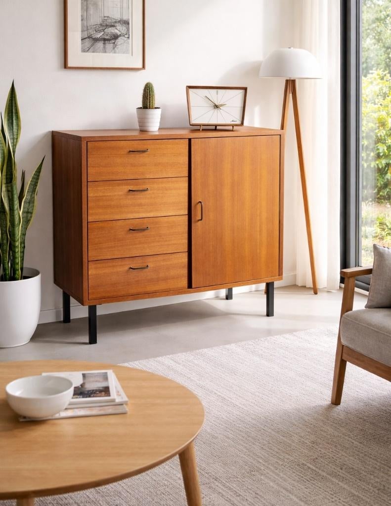 Prachtige vintage teakhouten kast, Ophalen, Teakhout, Zo goed als nieuw, Midcentury