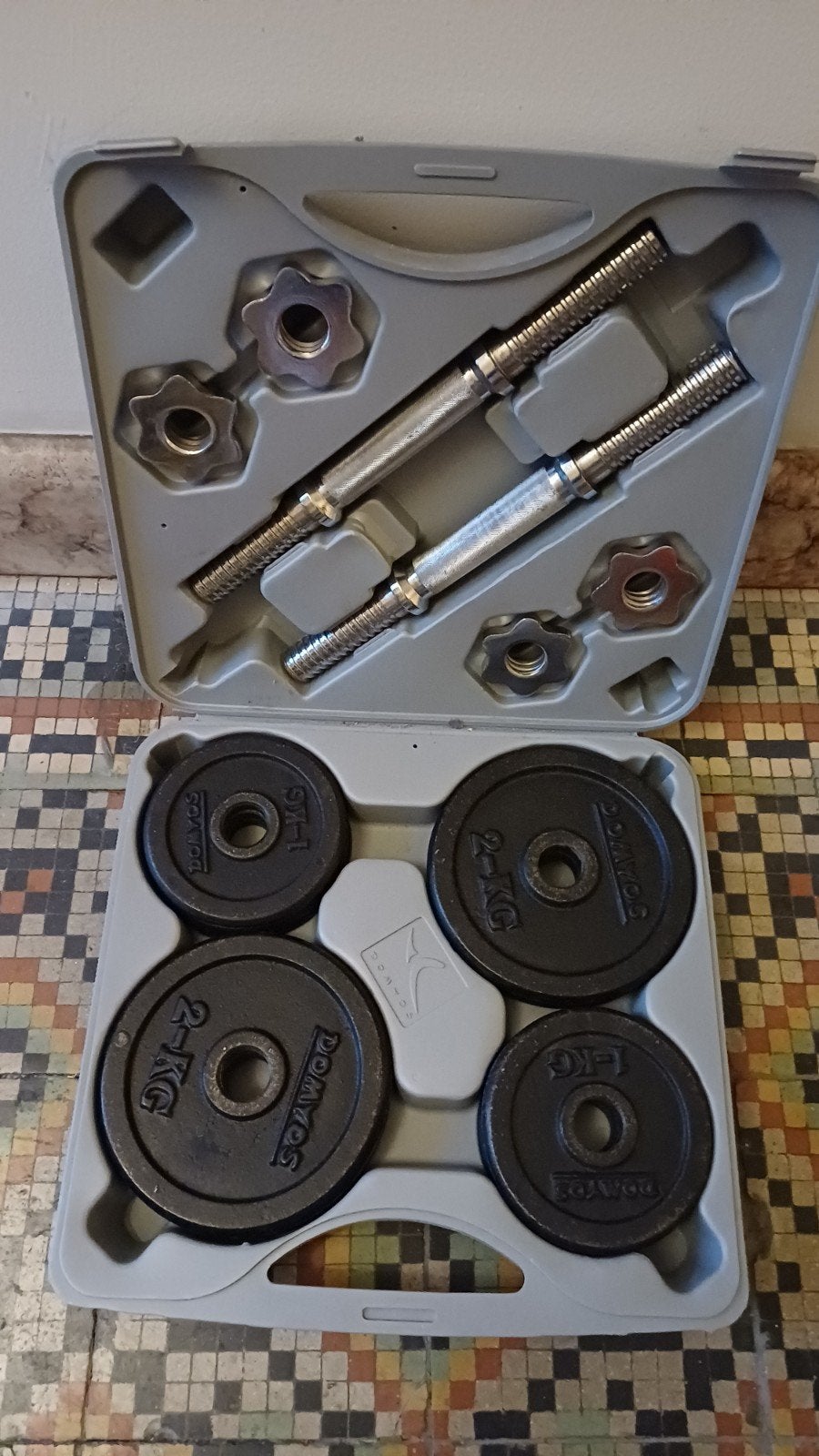Domyos halter en gewichten set, Ophalen, Gebruikt, Armen, Halterset