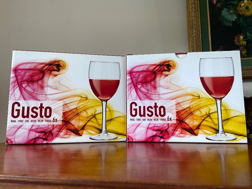 12 verres à vin Gusto neufs – boîtes d’origine, Maison & Meubles, Neuf, Verre ou Verres, Enlèvement ou Envoi, Verre