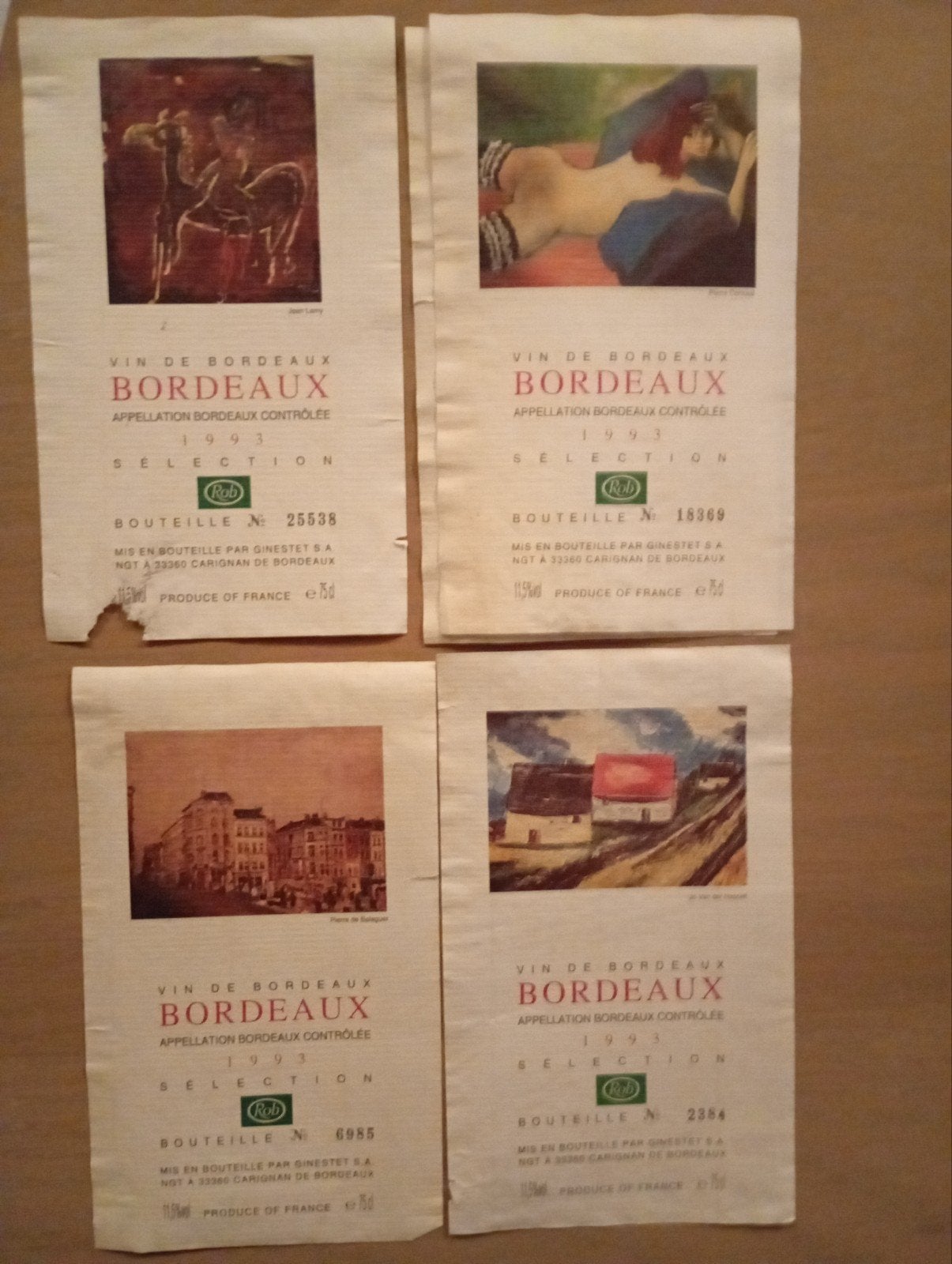 Bordeaux wijn kunst etiketten, Verzamelen, Wijnen, Ophalen
