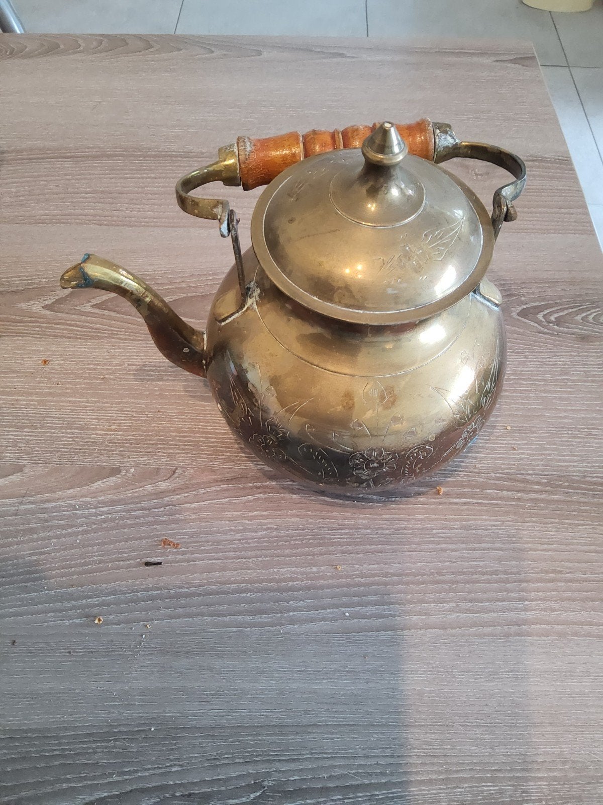 Antieke Geelkoperen  waterketel  / peerketel, Antiek en Kunst, Ophalen of Verzenden, Koper