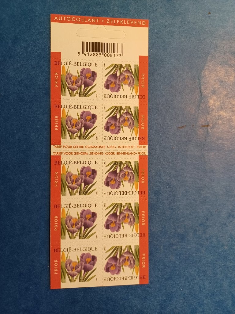 10 timbres PRIOR  : Fleur autocollante : « Crocus Vernus », Envoi, Non oblitéré
