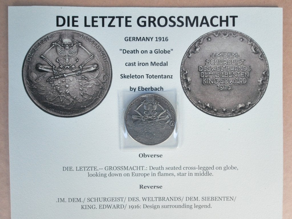 DIE LETZTE GROSSMACHT, satirische medaille + foto's - 1916., Verzamelen, Verzenden, Landmacht, Embleem of Badge