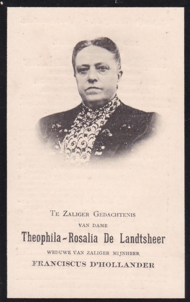 carte de prière De Landtsheer Theophila-Baesrode 1846 1910, Enlèvement ou Envoi, Comme neuf, Christianisme | Catholique