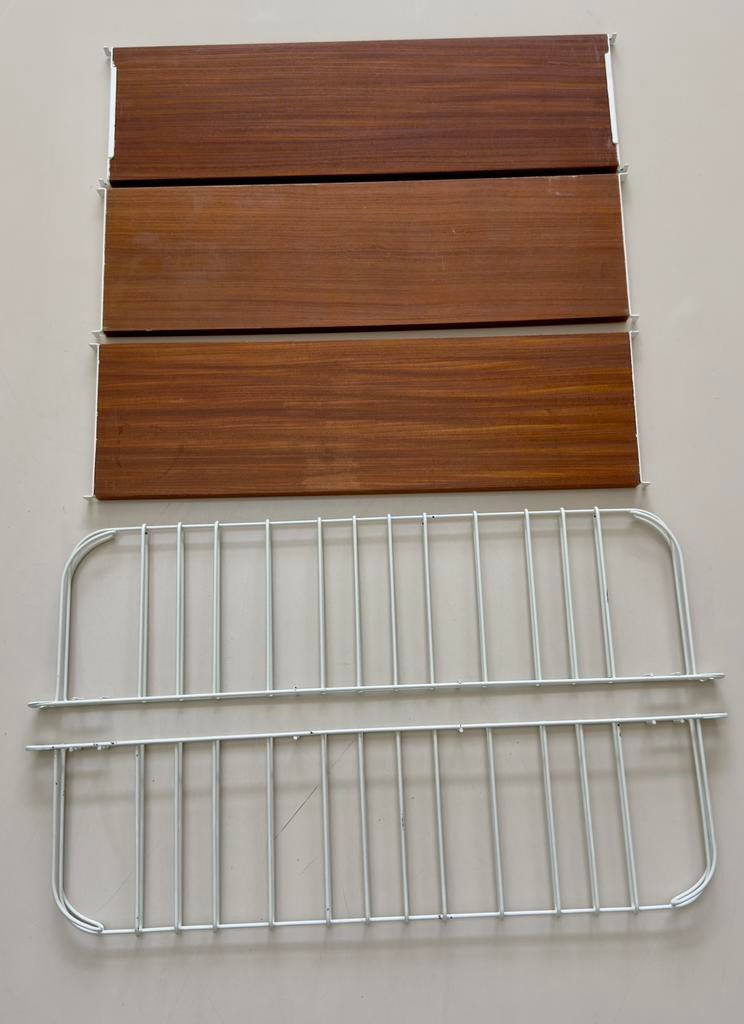Tomado wandrek 2 witte leggers 3 planken teak, Huis en Inrichting, Woonaccessoires | Wandplanken en Boekenplanken, Ophalen, Gebruikt