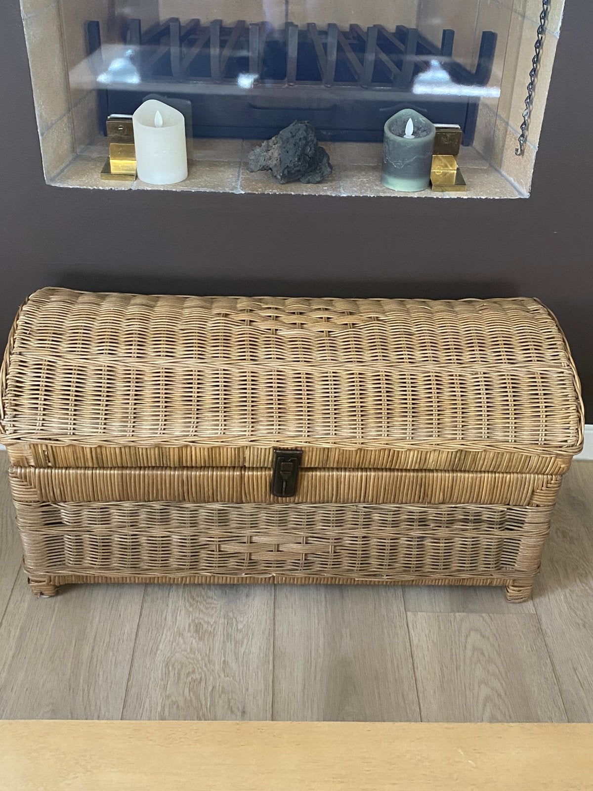 Beau coffre en osier en tres bon état (72x34x38), Maison & Meubles, Enlèvement