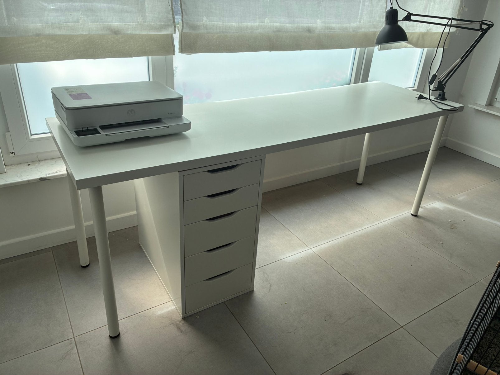 Mooie witte bureau met ladekastje, Enlèvement, Comme neuf