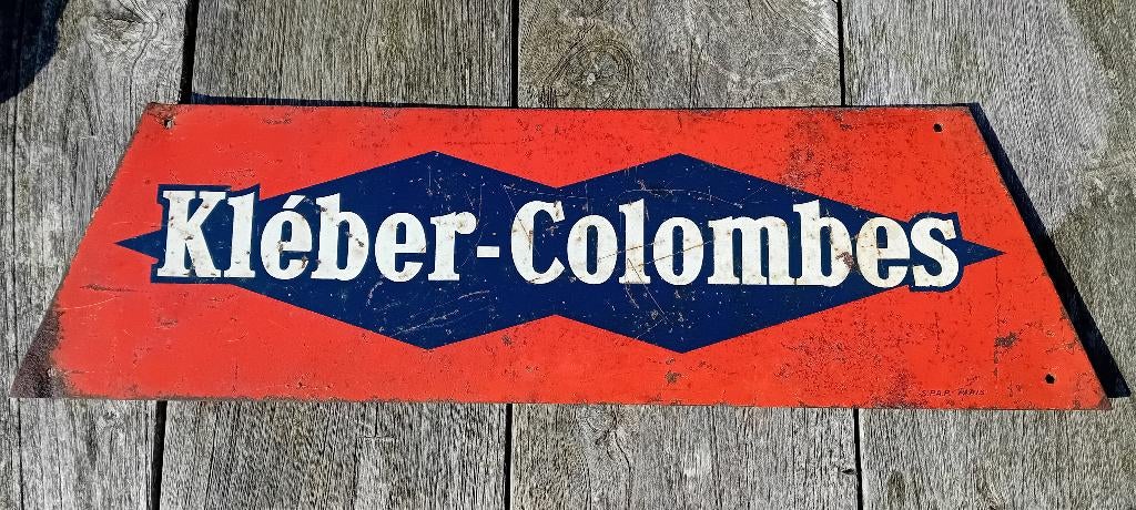 Panneau d'affichage métallique KLEBER Colombes, Collections, Enlèvement ou Envoi, Comme neuf, Panneau publicitaire