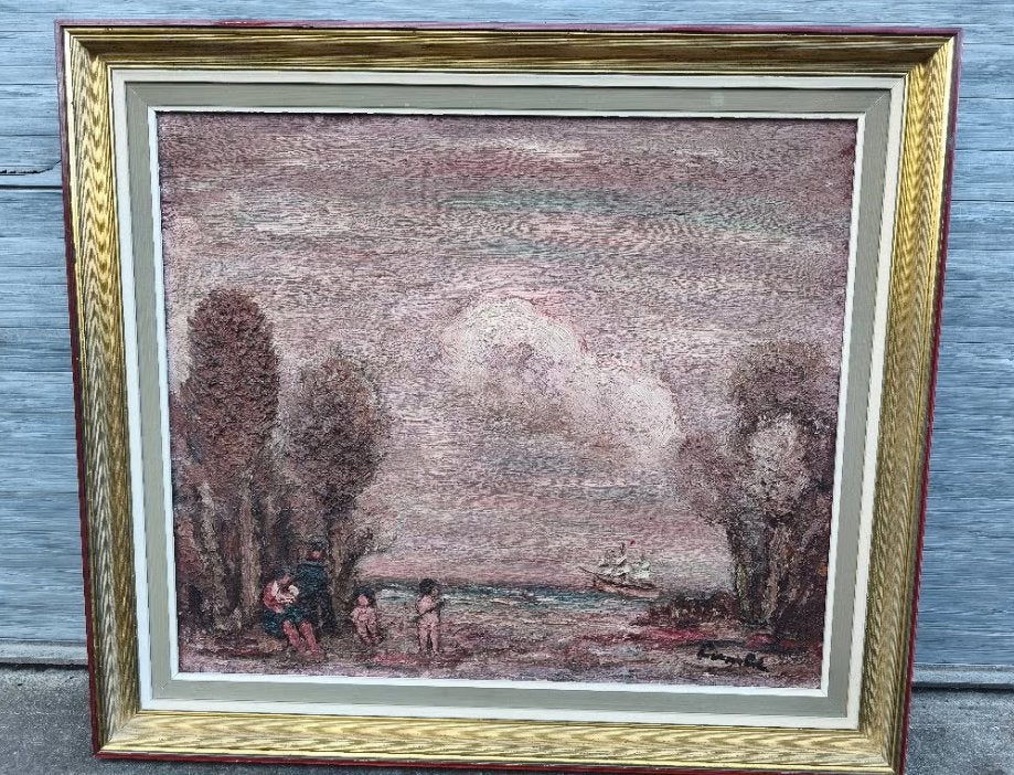 huile sur toile signe sylvain lambre, Ophalen, Expressionistisch, Bloemen, Doek