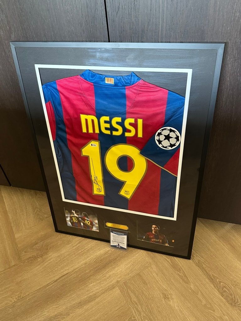 Hand gesigneerd shirt Lionel Messi, met COA (Beckett), Ophalen of Verzenden, Nieuw, Shirt