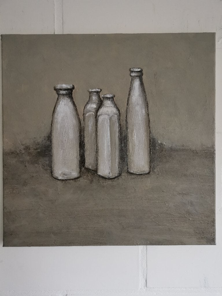 Ode aan Morandi, Antiquités & Art, Art | Peinture | Moderne, Enlèvement, Signé, Peinture acrylique, Nature morte