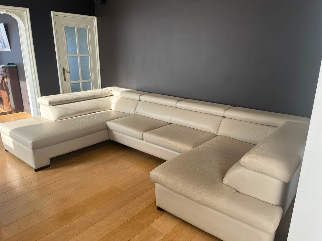 Grote u-zetel in Skai-leder met verstelbare hoofdsteunen, Maison & Meubles, Canapés | Salons, 150 cm ou plus, Quatre personnes ou plus