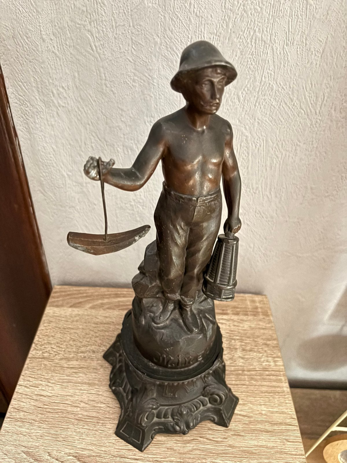 Statuette d’un mineur en régule (34 cm), Antiquités & Art, Enlèvement ou Envoi