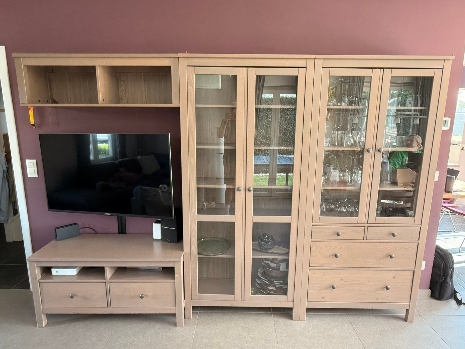 Wandmeubel uit 4 stukken, Huis en Inrichting, Ophalen, Gebruikt, 200 cm of meer, Met lade(s)