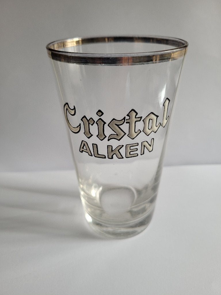 verre à bière émaillé à facettes cristal alken, Enlèvement ou Envoi, Utilisé, Verre ou Verres, Autres marques