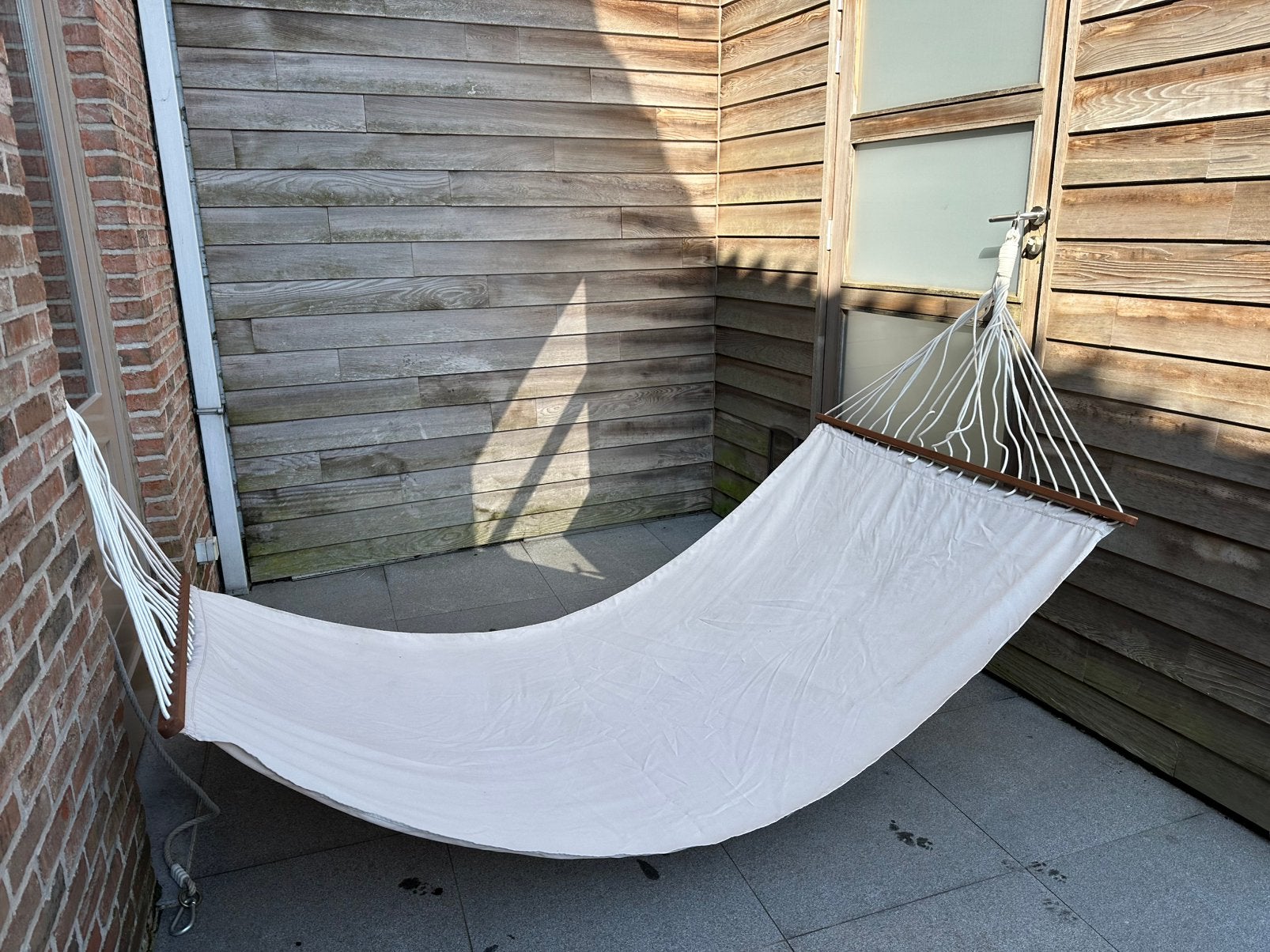 Hangmat 115 cm x 240 cm, beige, Tuin en Terras, Ophalen, Zo goed als nieuw