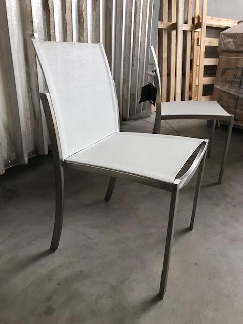 set van 2 tuin stoelen Royal Botania in wit of taupe, Ophalen of Verzenden, Nieuw, Rvs, Stapelbaar