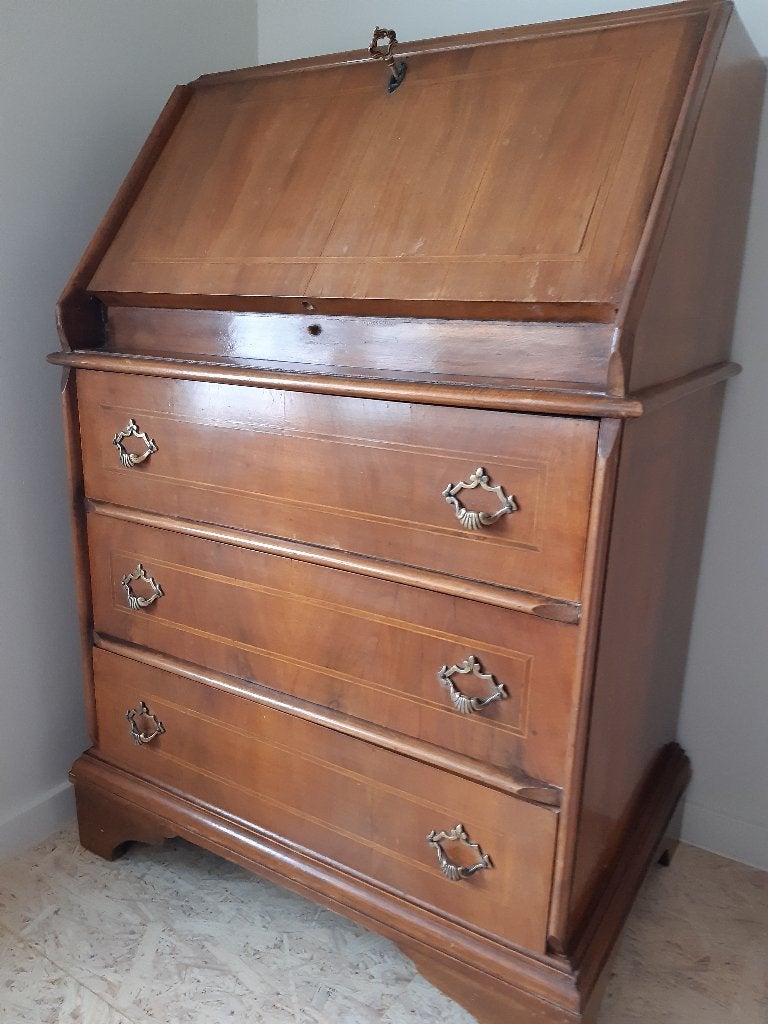 Bureau schrijftafel, Ophalen, Met lades, Gebruikt, Hout