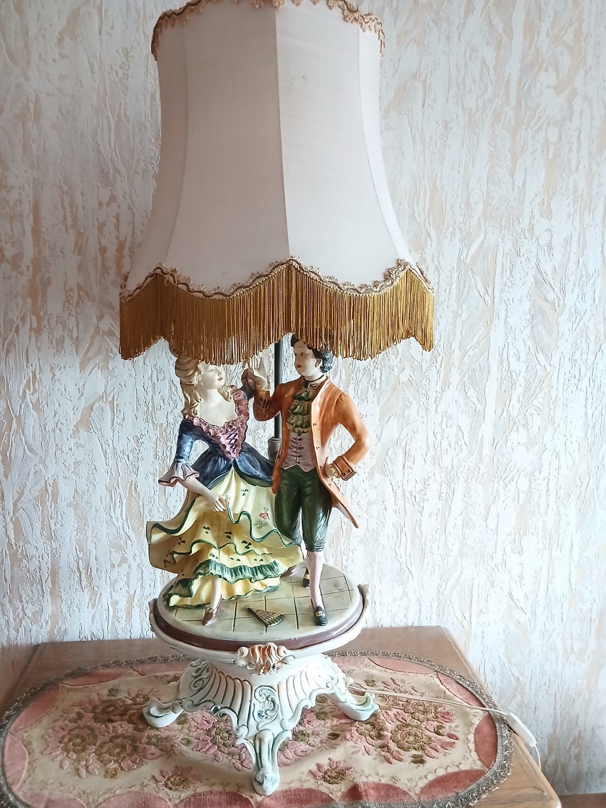 Prachtige Vintage Italiaanse Porseleinen Tafellamp (Capodimo, Antiek en Kunst, Ophalen