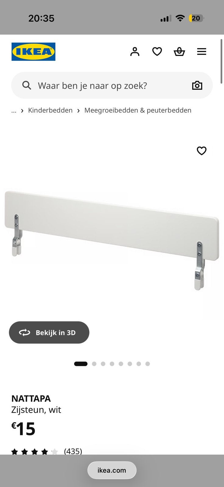 Ikea kinderbed steunplank NATTAPA, Ophalen, Nieuw, Minder dan 140 cm, Minder dan 70 cm